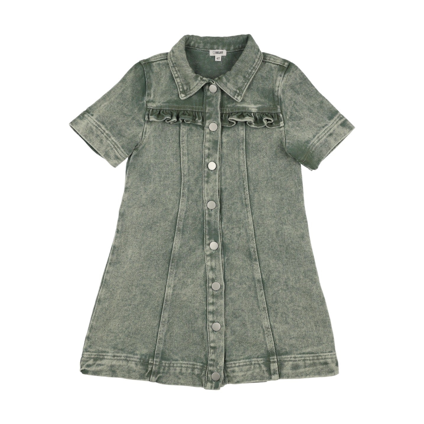 Colored Jean Short Sleeve Denim Dress Green / 6Y Colored Jean Short Sleeve Denim Dress Green / 6Y